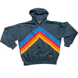 Aviator Nation Charcoal Hoodie with Vibrant Stripes